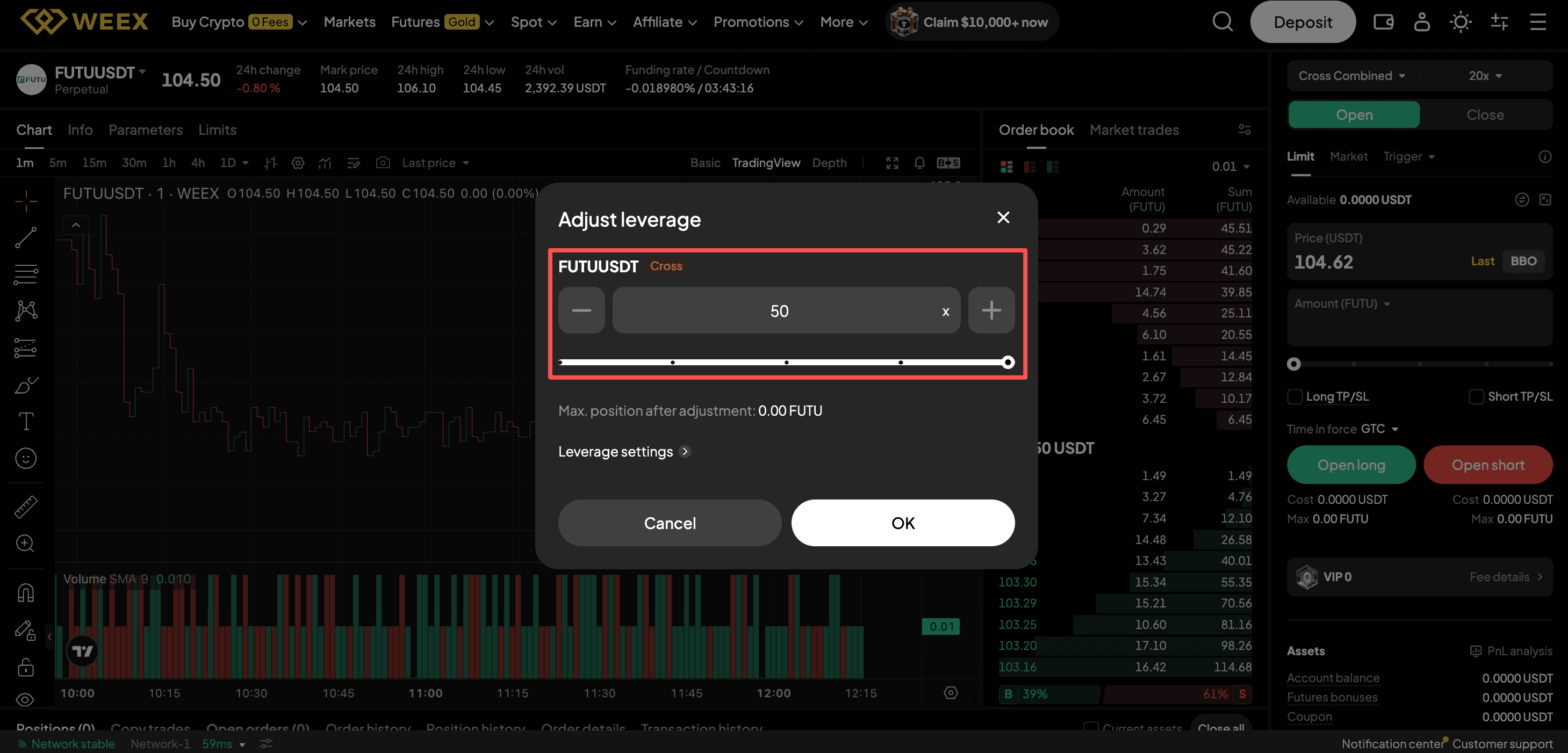 how to trade futu futures on weex